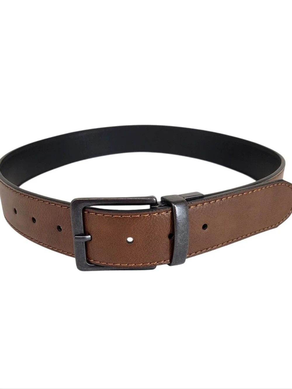 Levi's Men's Reversible Belt Brown Black Leather Dark Metal Buckle Size S/M New